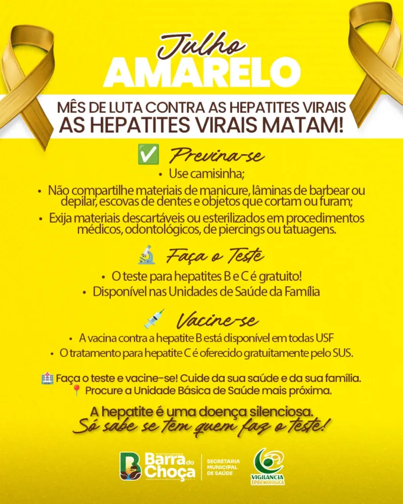 Julho Amarelo alerta para os perigos das hepatites virais e reforça prevenção
